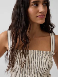 Poplin Smocked Bodice Maxi Dress