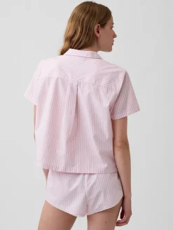 Poplin Stripe Crop PJ Shirt