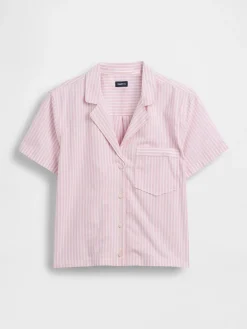 Poplin Stripe Crop PJ Shirt
