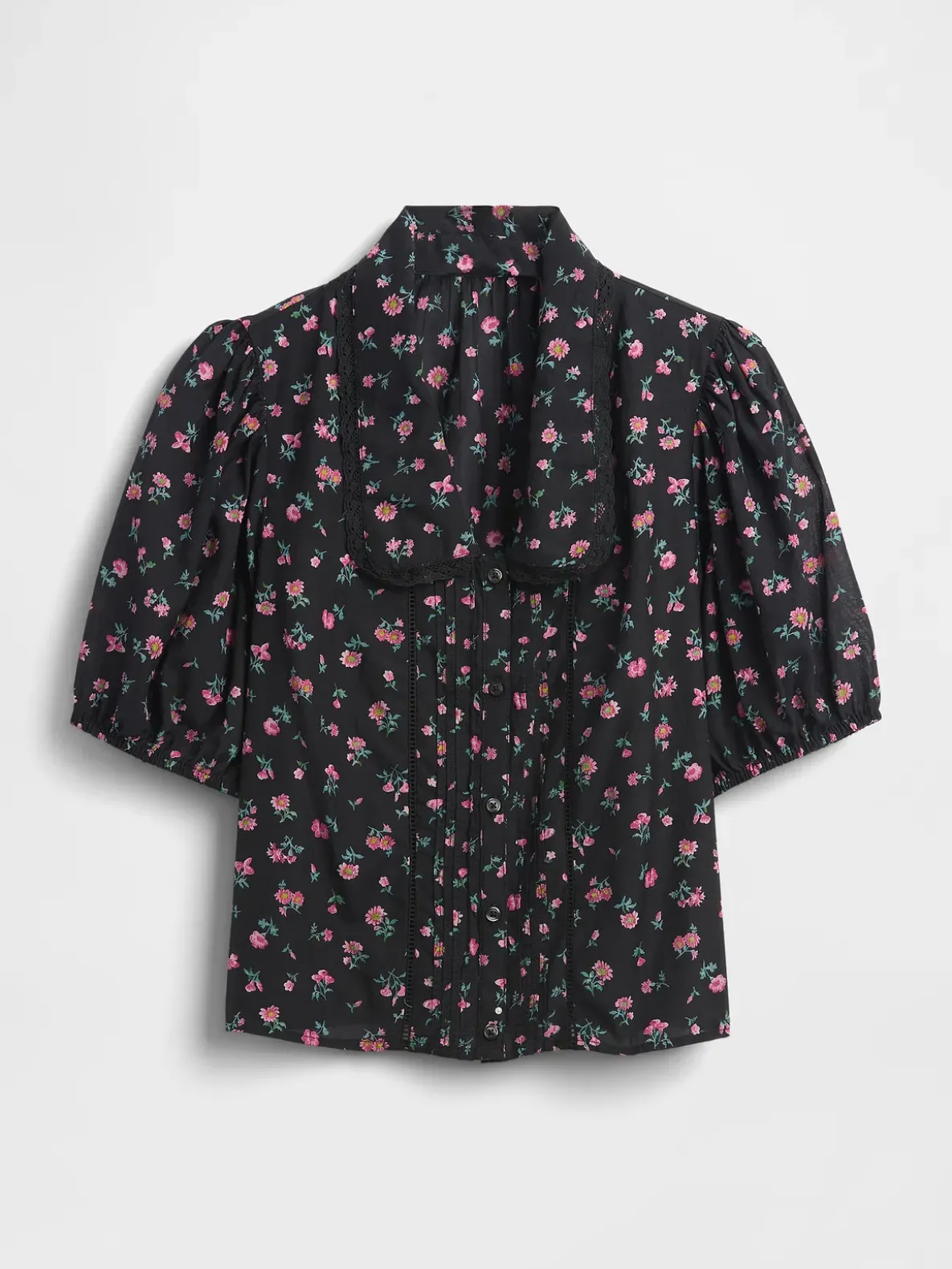 Puff-Sleeve Collared Top