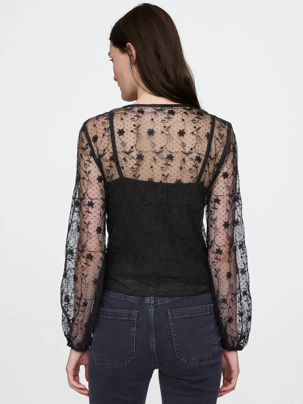 Recycled Lace Ruffle Top