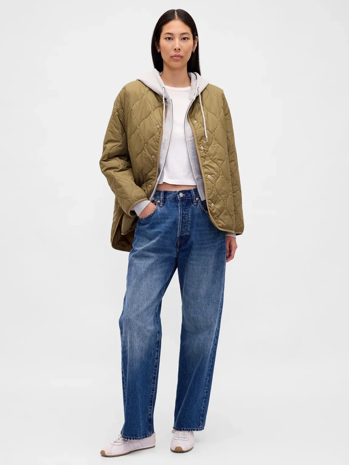 Recycled Lightweight Oversized Quilted Liner Jacket