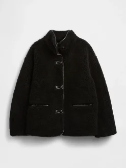 Recycled Sherpa & Vegan Leather-Trim Jacket