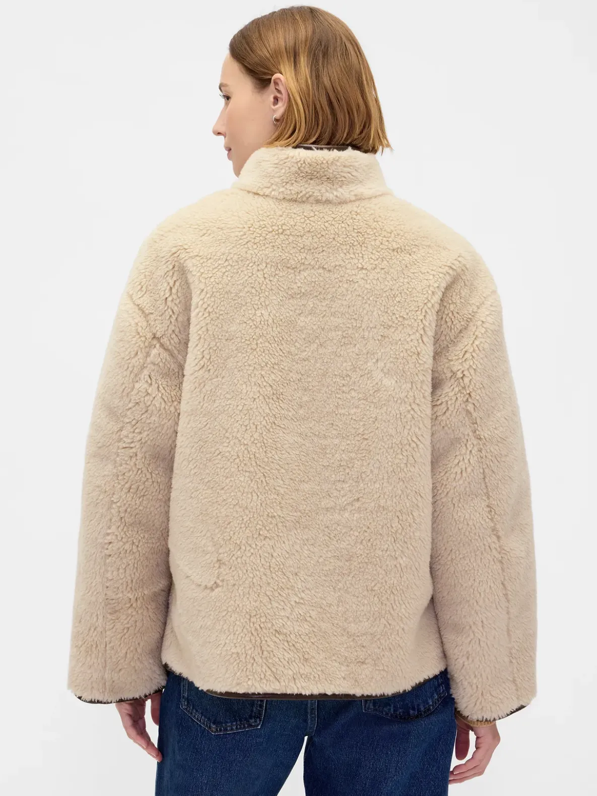 Recycled Sherpa & Vegan Leather-Trim Jacket