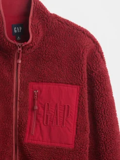 Recycled Sherpa Oversized Logo Zip Jacket
