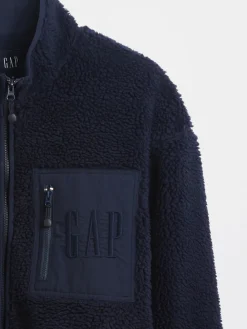 Recycled Sherpa Oversized Logo Zip Jacket