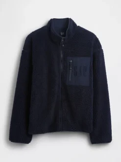 Recycled Sherpa Oversized Logo Zip Jacket