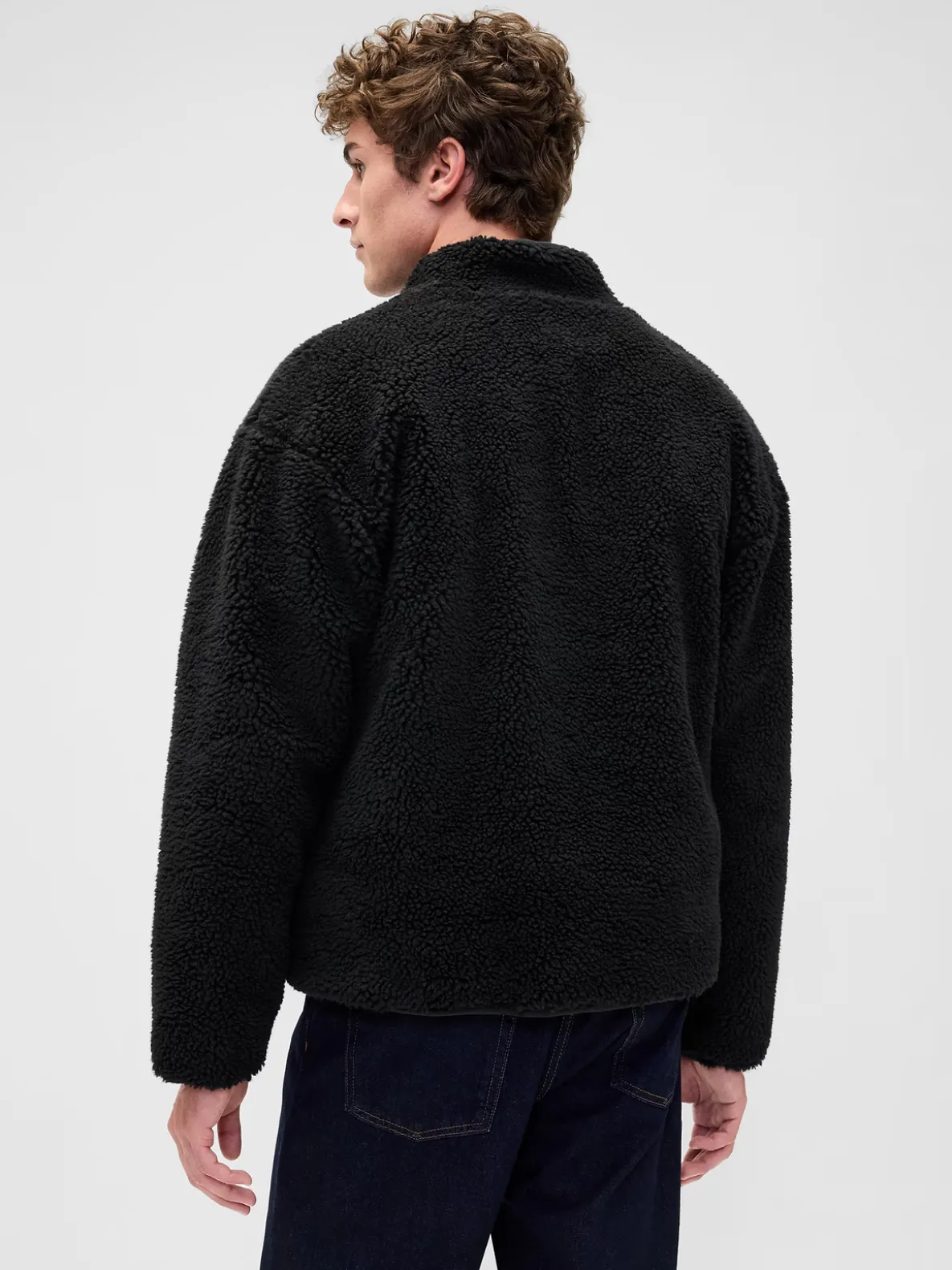 Recycled Sherpa Oversized Logo Zip Jacket
