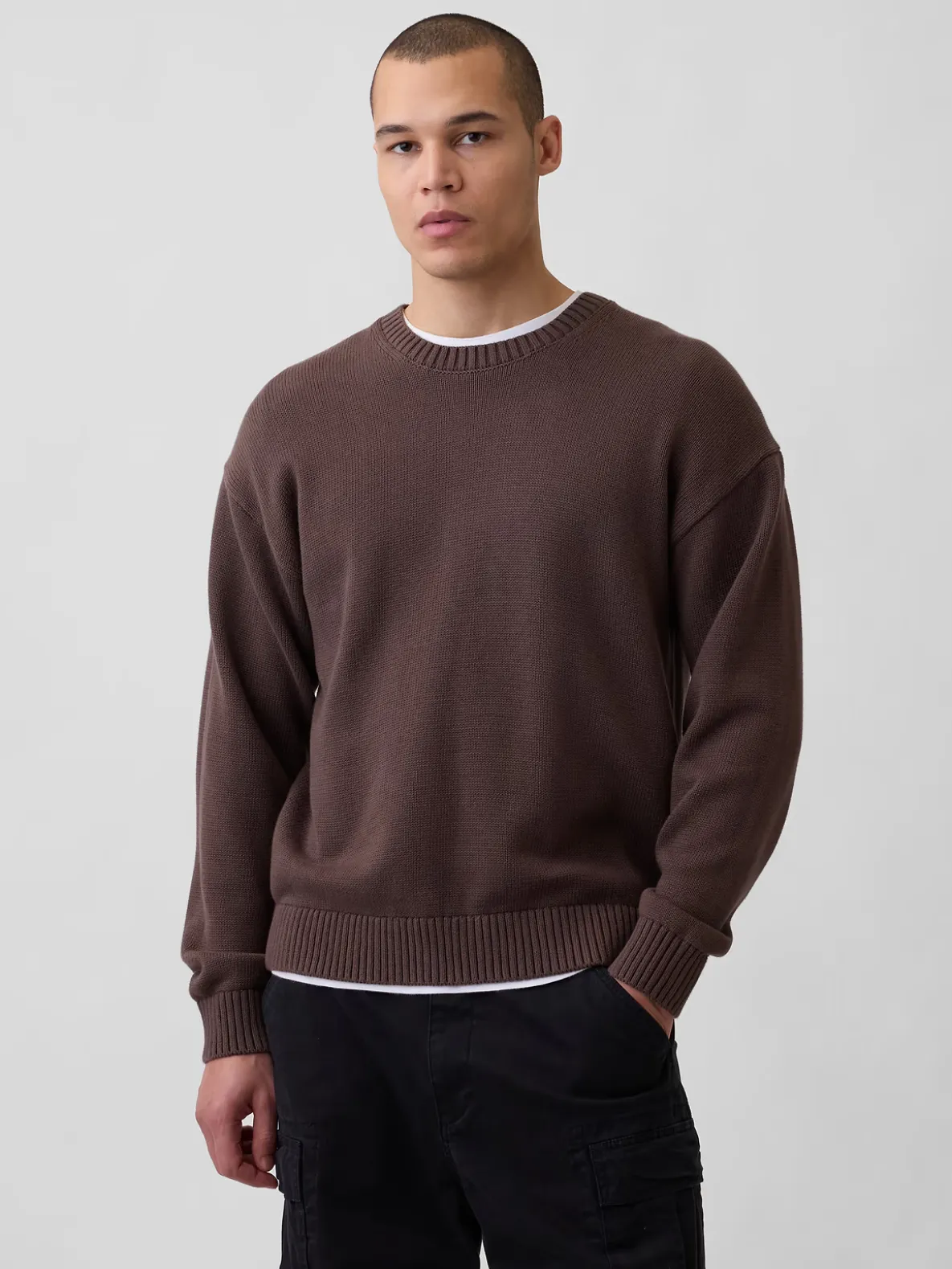 Relaxed Crewneck Crop Sweater