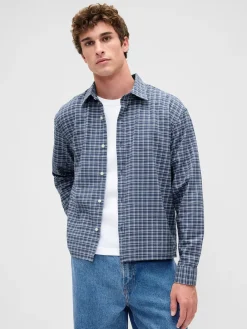 Relaxed Crop Straight-Hem Oxford Shirt