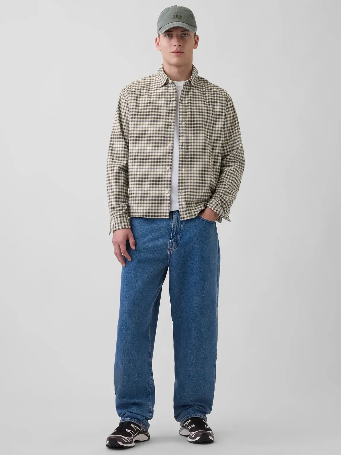 Relaxed Crop Straight-Hem Oxford Shirt