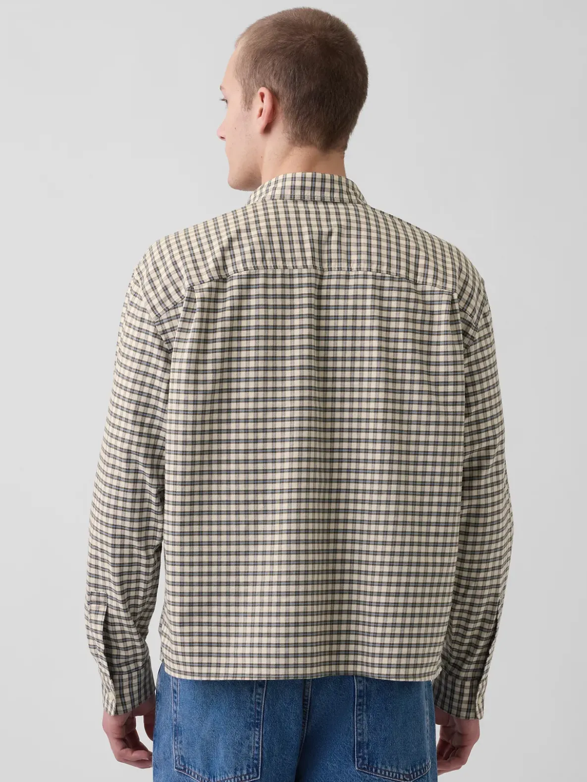Relaxed Crop Straight-Hem Oxford Shirt