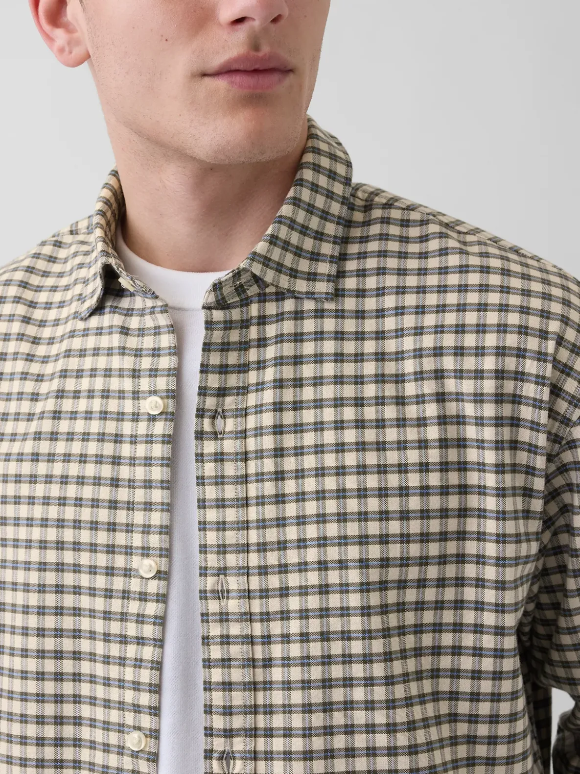 Relaxed Crop Straight-Hem Oxford Shirt
