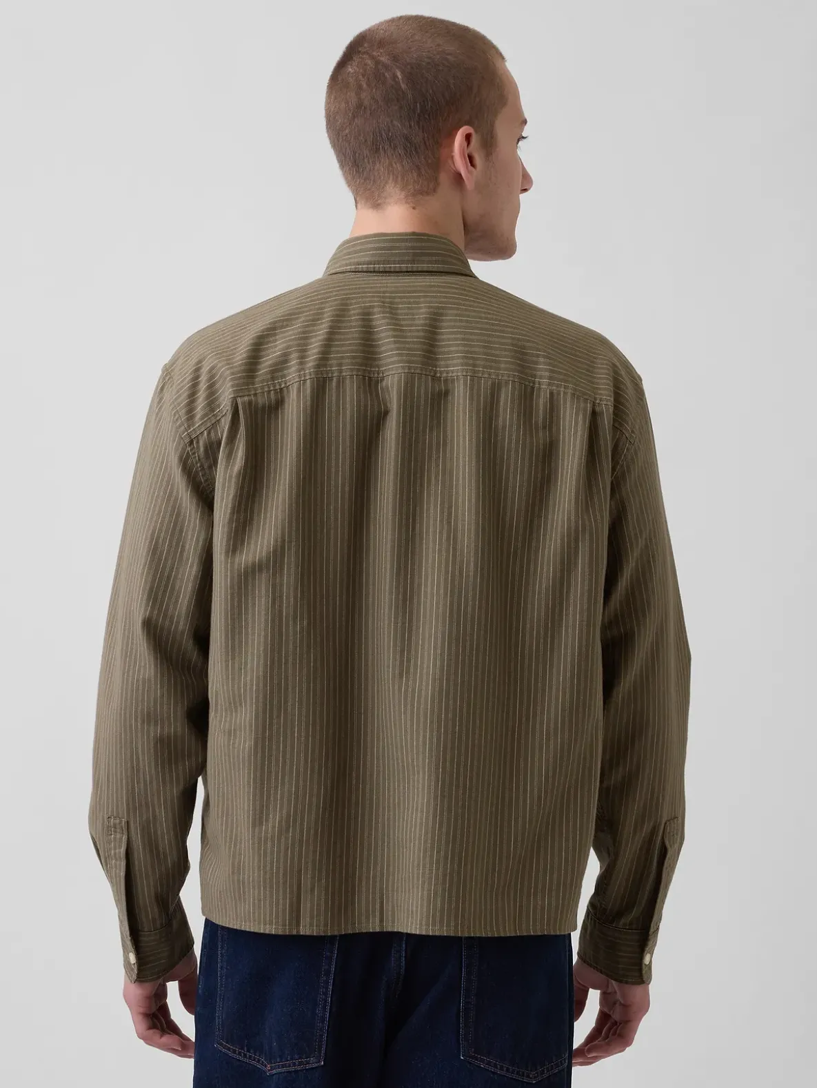 Relaxed Crop Straight-Hem Oxford Shirt