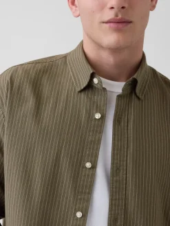 Relaxed Crop Straight-Hem Oxford Shirt