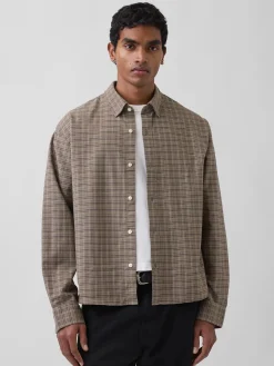 Relaxed Crop Straight-Hem Oxford Shirt
