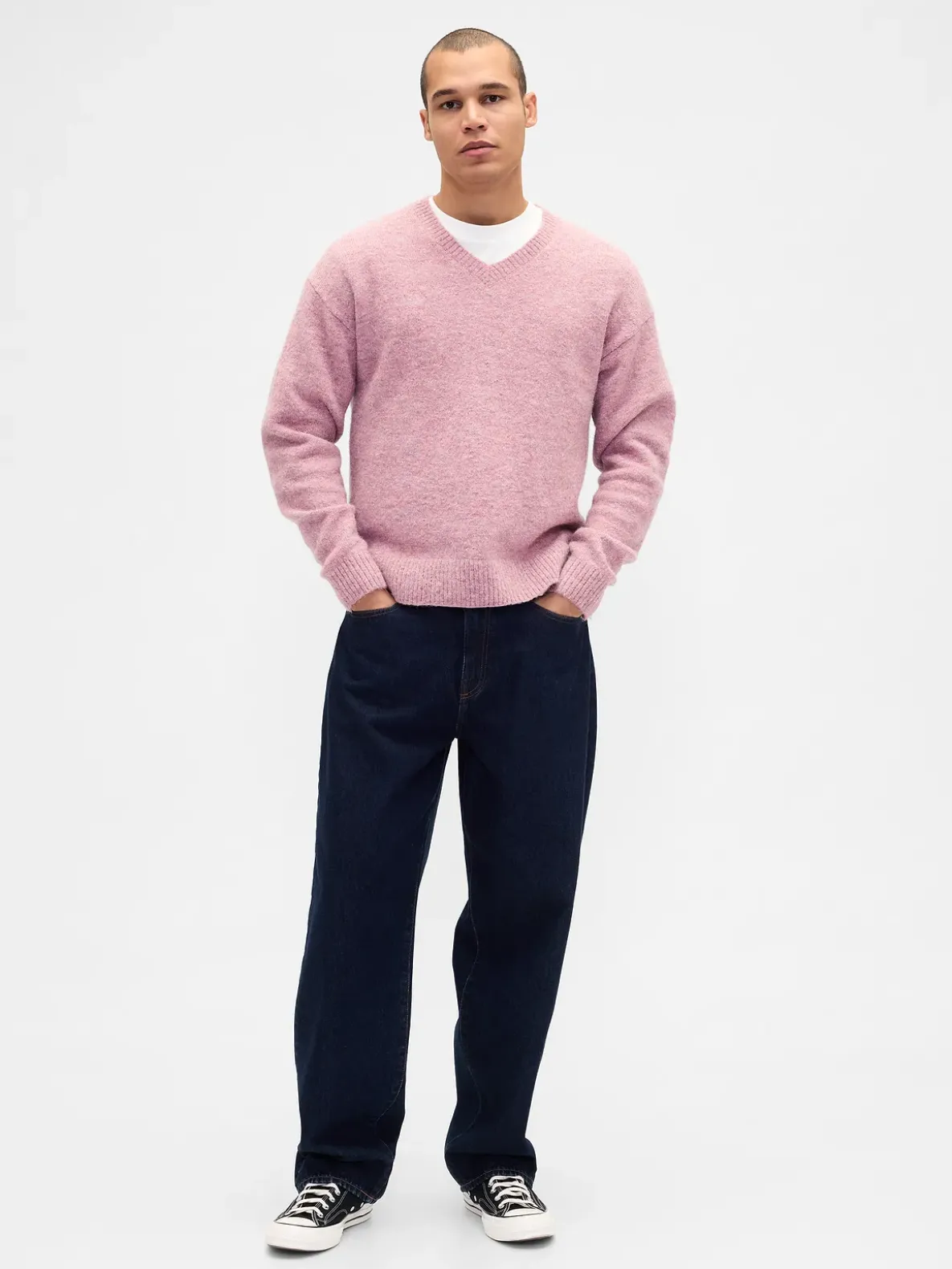 Relaxed V-Neck Crop Sweater