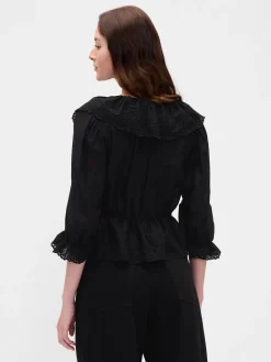 Ruffle Collar V-Neck Top