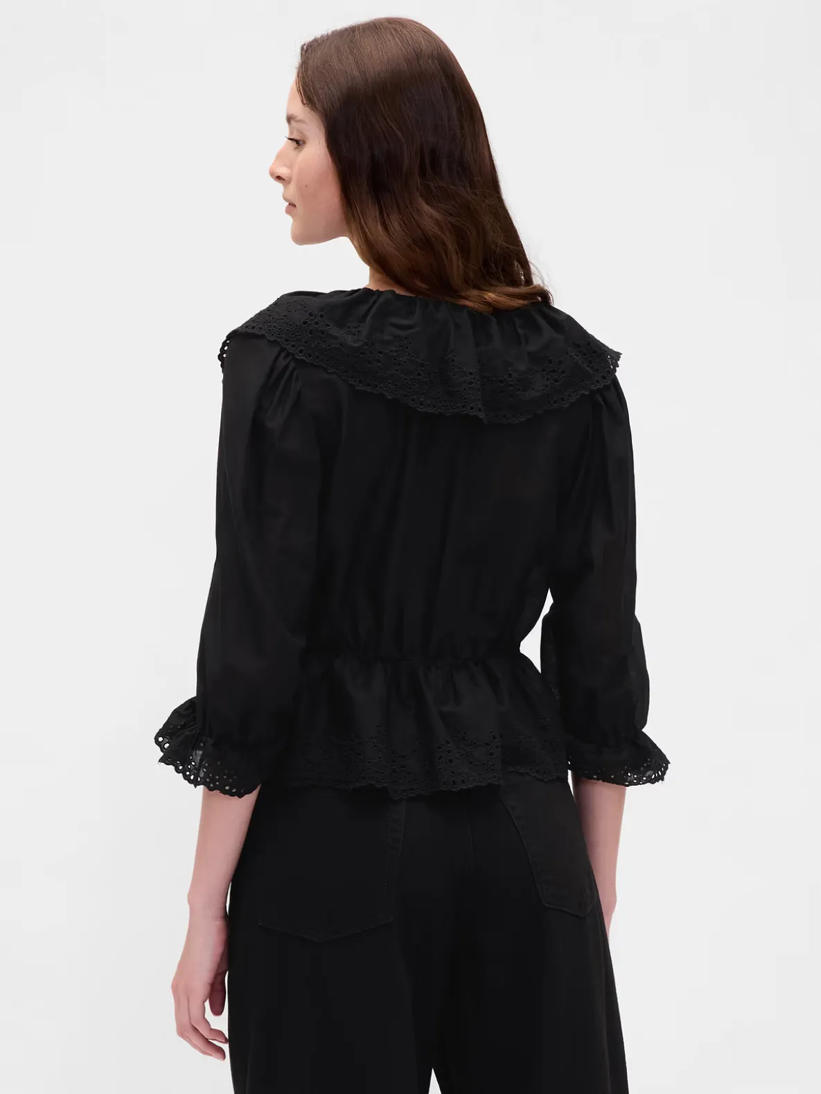 Ruffle Collar V-Neck Top