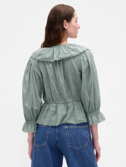 Ruffle Collar V-Neck Top