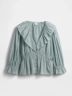 Ruffle Collar V-Neck Top