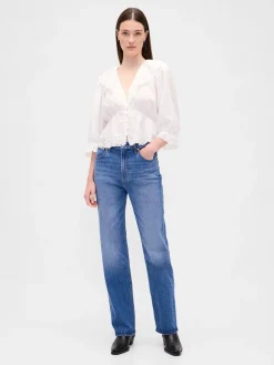 Ruffle Collar V-Neck Top
