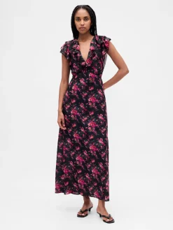 Ruffle V-Neck Maxi Dress