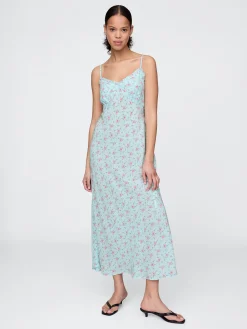 Ruffle-Trim Maxi Slip Dress