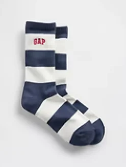 Rugby Stripe Logo Crew Socks
