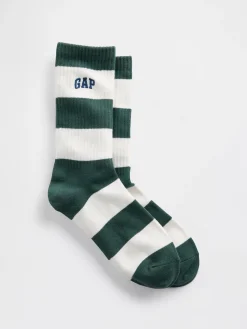 Rugby Stripe Logo Crew Socks