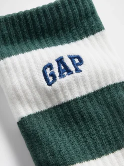 Rugby Stripe Logo Crew Socks