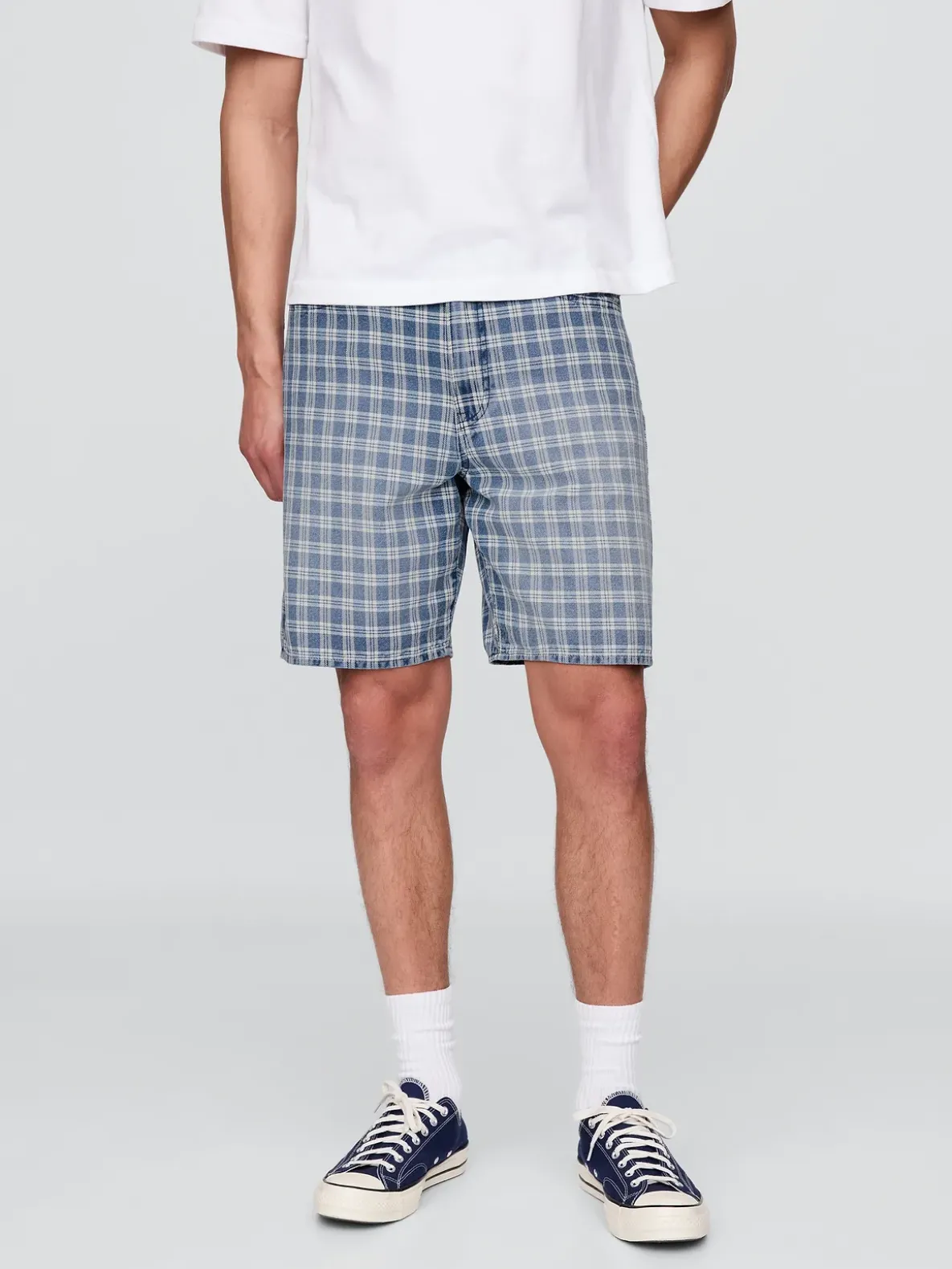 '90s Loose Denim Plaid Shorts