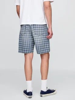 '90s Loose Denim Plaid Shorts