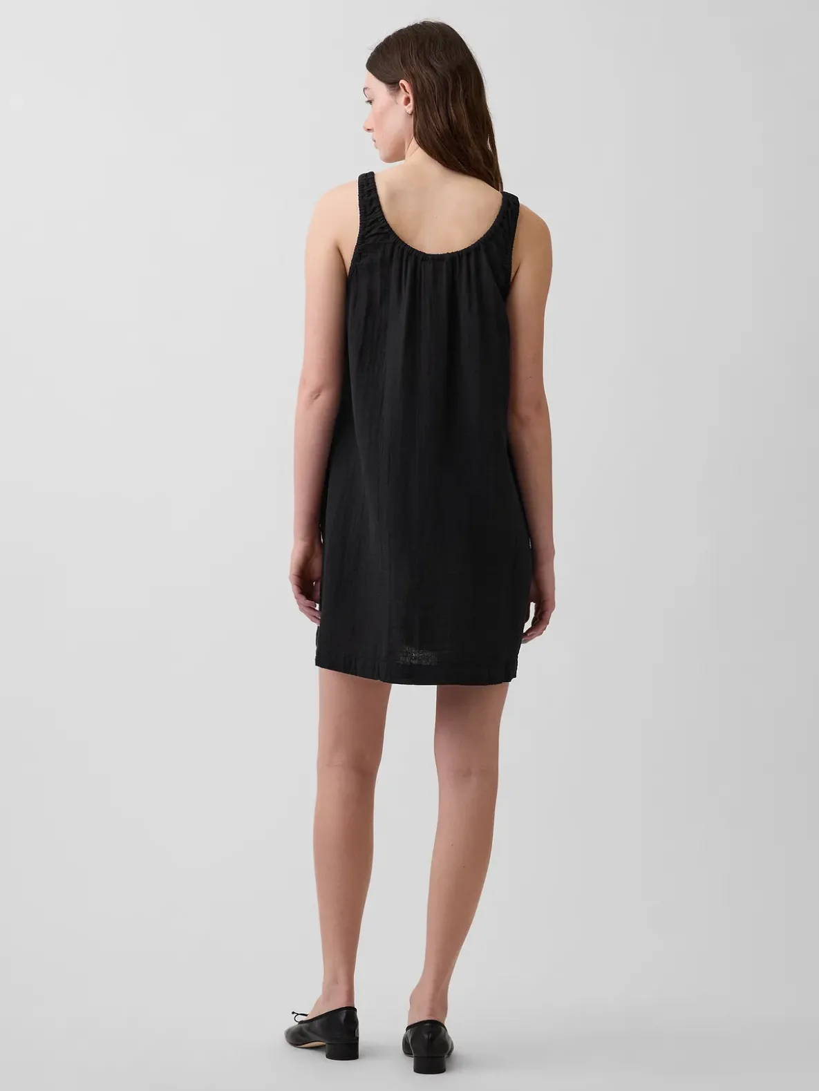 Scoop Neck Button-Front Mini Dress
