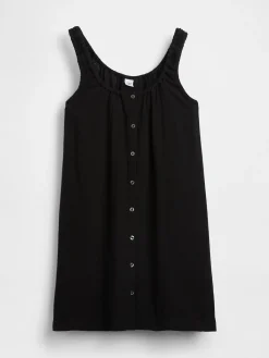 Scoop Neck Button-Front Mini Dress