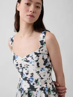 Seamed Drop-Waist Maxi Dress