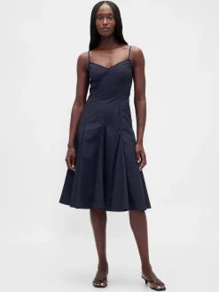 Seamed V-Neck Midi Dress