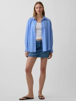 Seersucker Plaid Oversized Shirt