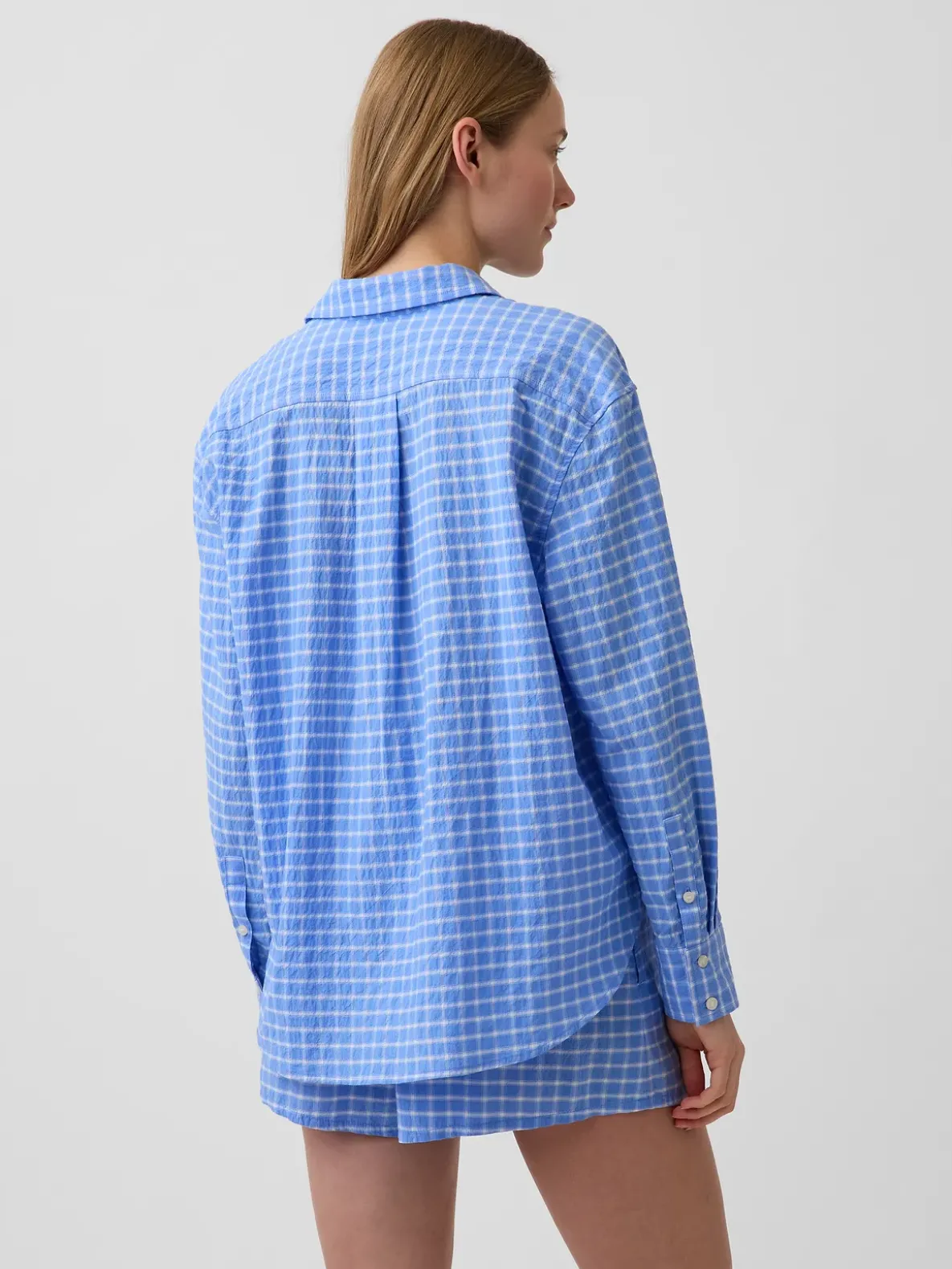 Seersucker Plaid Oversized Shirt