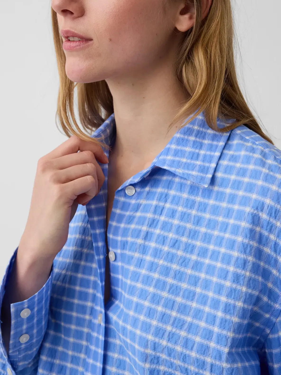 Seersucker Plaid Oversized Shirt