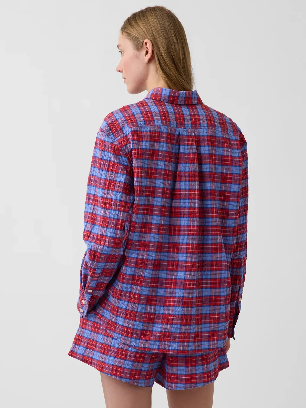 Seersucker Plaid Oversized Shirt