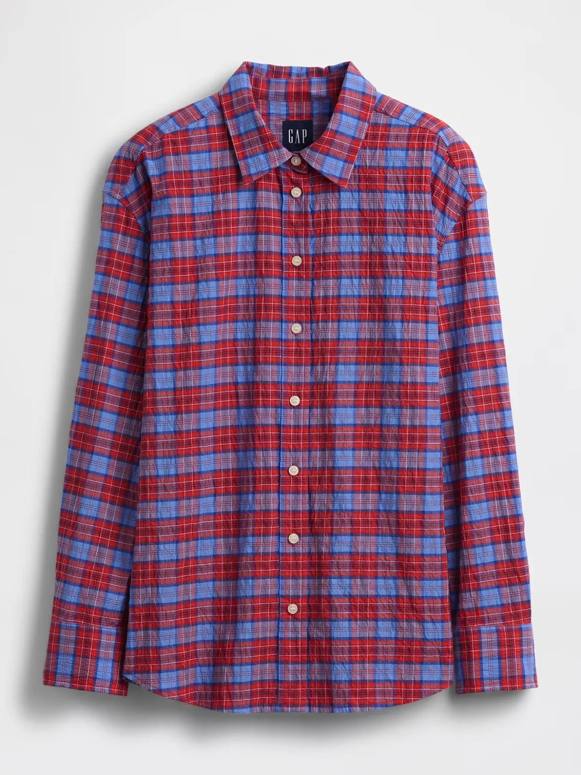 Seersucker Plaid Oversized Shirt