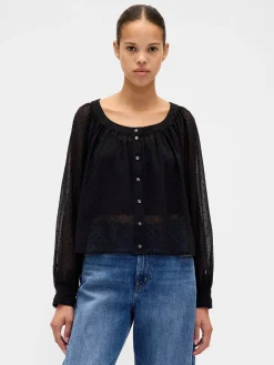 Sheer Button-Front Top