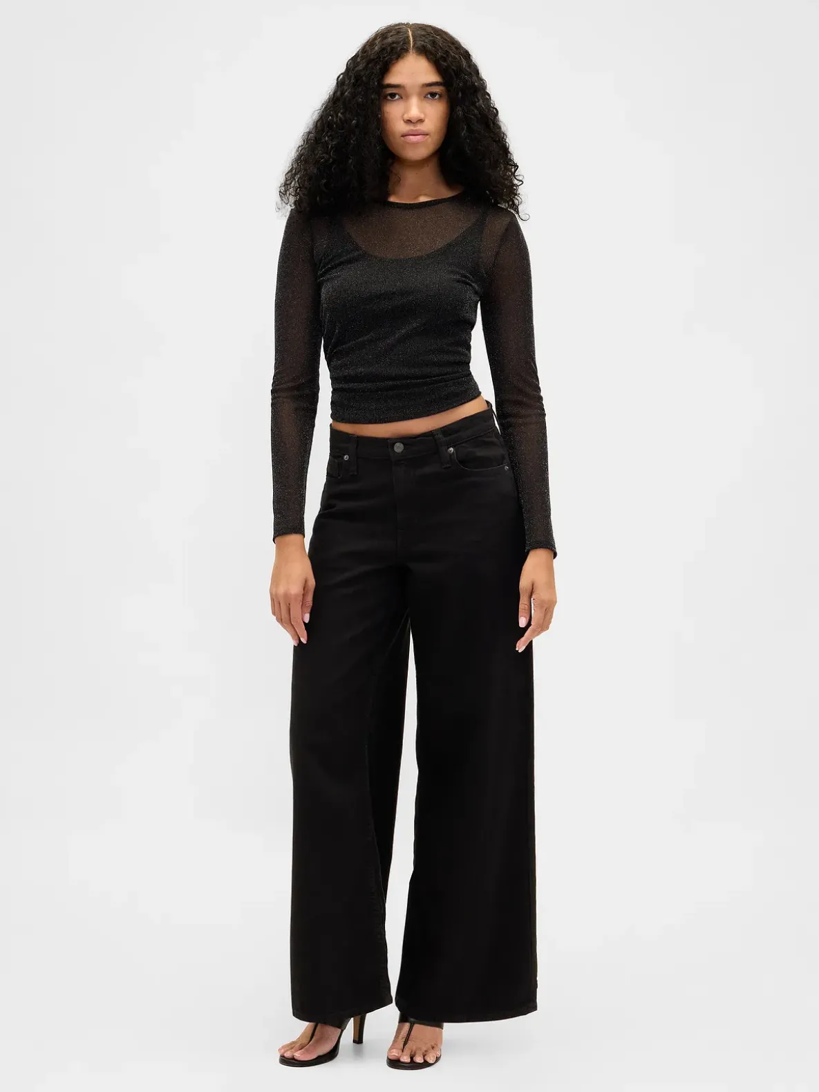 Sheer Metallic Mesh Top