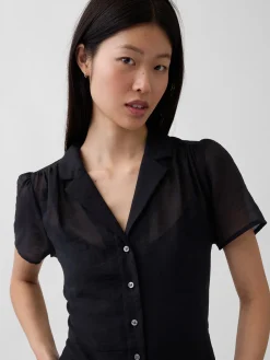 Sheer Midi Shirtdress