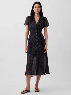 Sheer Midi Shirtdress