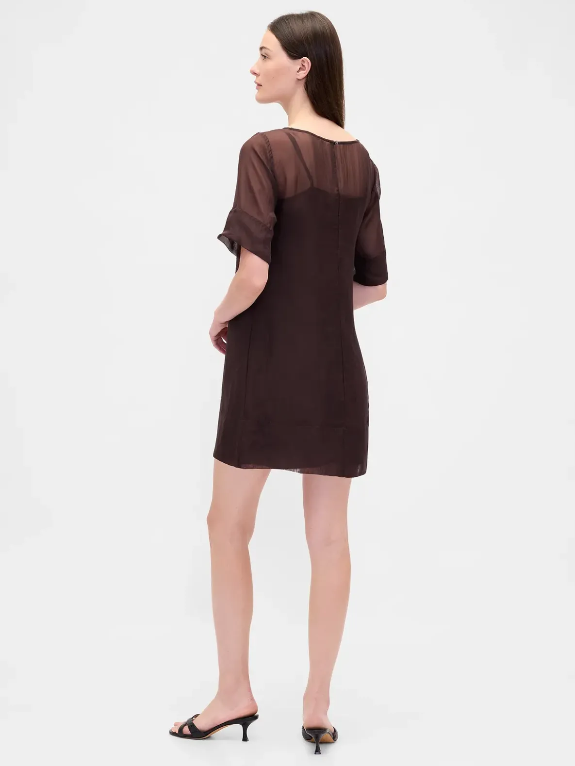 Sheer Organza Mini Shift Dress
