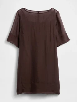 Sheer Organza Mini Shift Dress