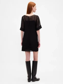 Sheer Organza Mini Shift Dress