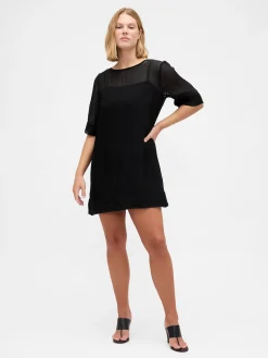 Sheer Organza Mini Shift Dress